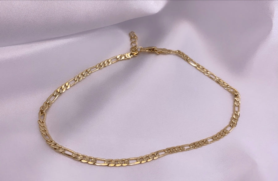 Figaro 18k Gold-Filled Anklet Diamond Cut