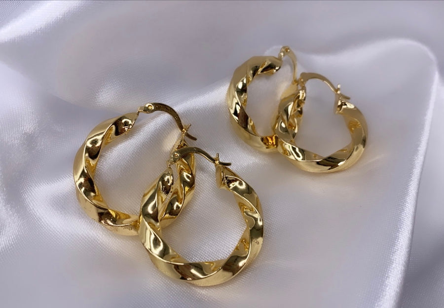 Twisted Hoop Earrings 18k Gold-Filled