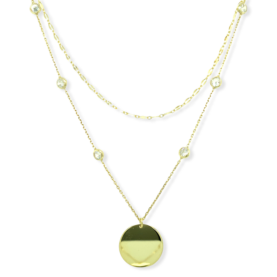 14k Gold Plated Double Disc Necklace