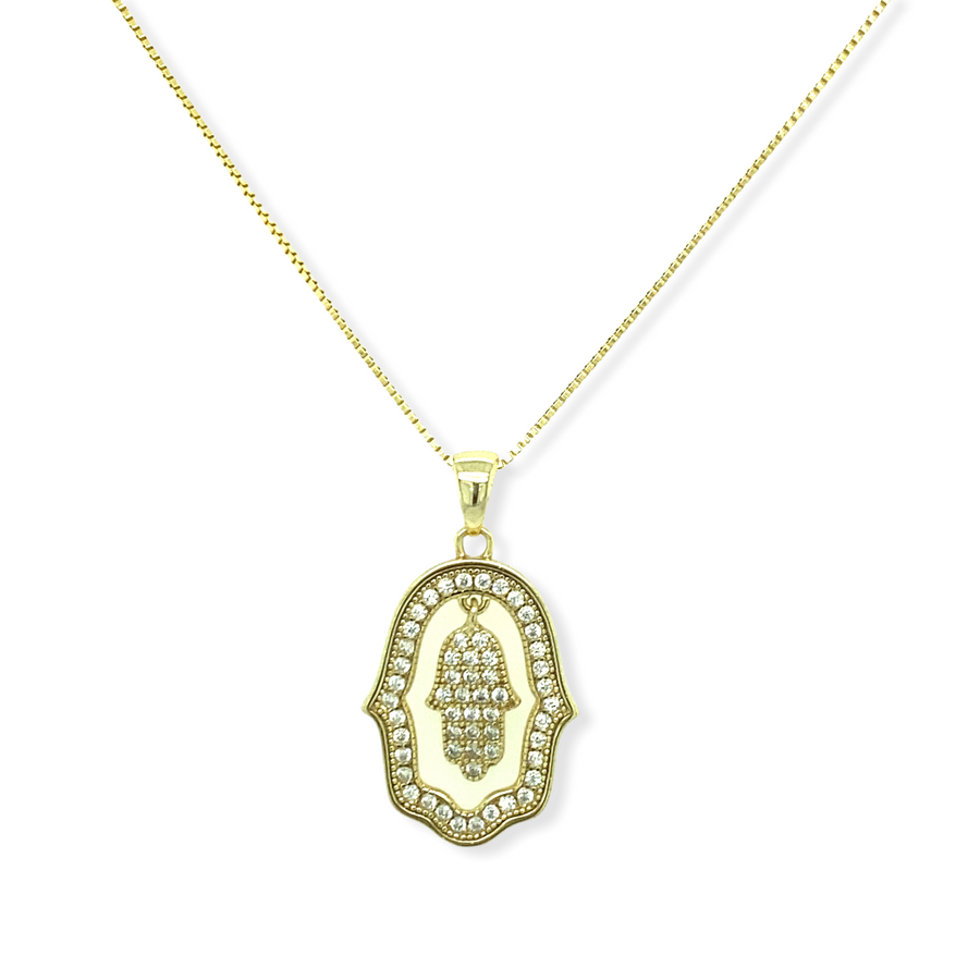 14k Gold Plated Hamsa Pendant with Chain