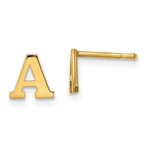 Gold Plated/SS Laser Polished Initial Letter A Post Earrings
