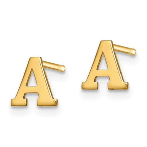 Gold Plated/SS Laser Polished Initial Letter A Post Earrings
