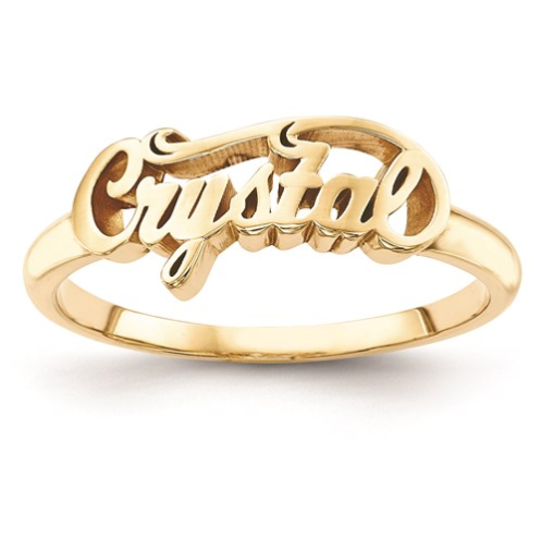 14k Gold Plated Custom Name Ring with Design – Luna Custom Jewelry