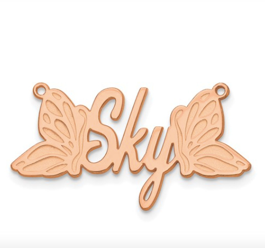 14k Rose Gold Plated Butterfly Custom Name Necklace