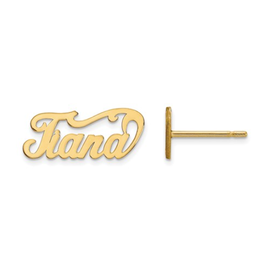 14k Gold Plated Sterling Silver Nameplate Post Earrings
