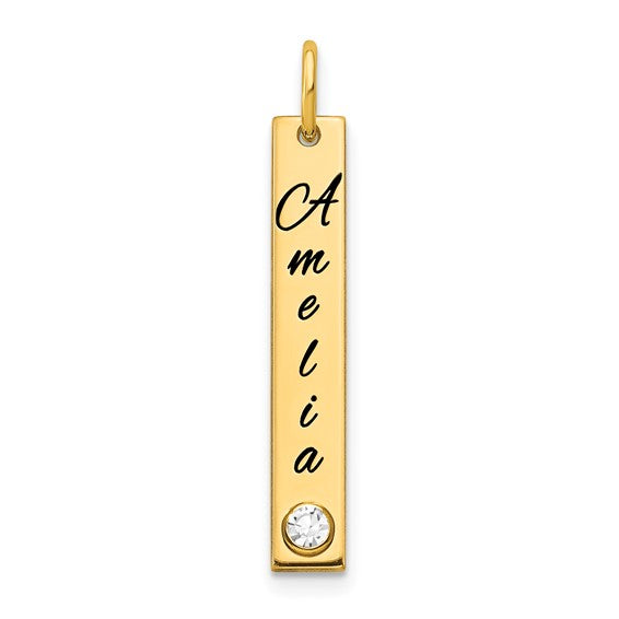 Custom Vertical Bar Name with Birthstone Necklace
