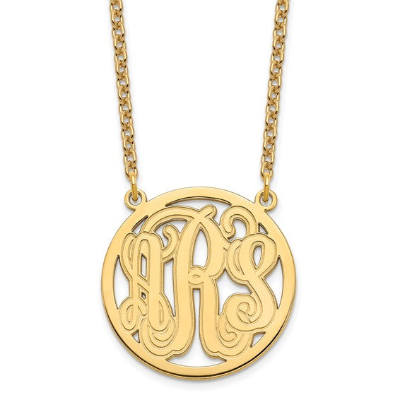 Etched Monogram Circle Necklace