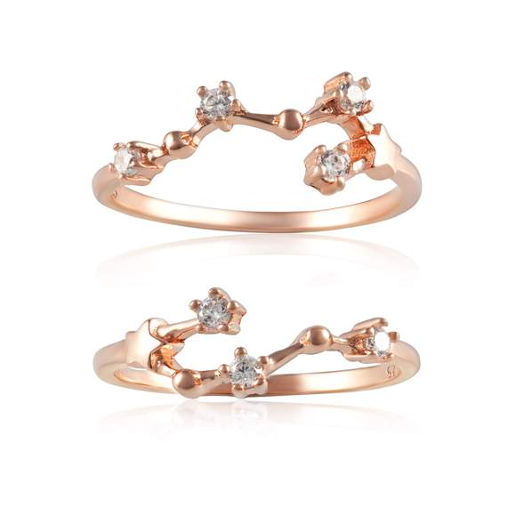 Rose Gold Plated Zodiac Constellation CZ Ring