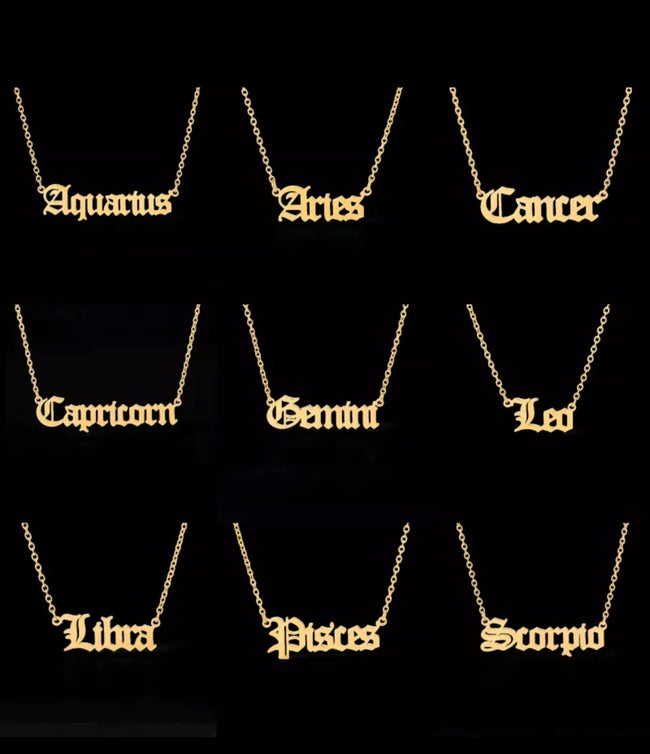 Zodiac Name Necklaces