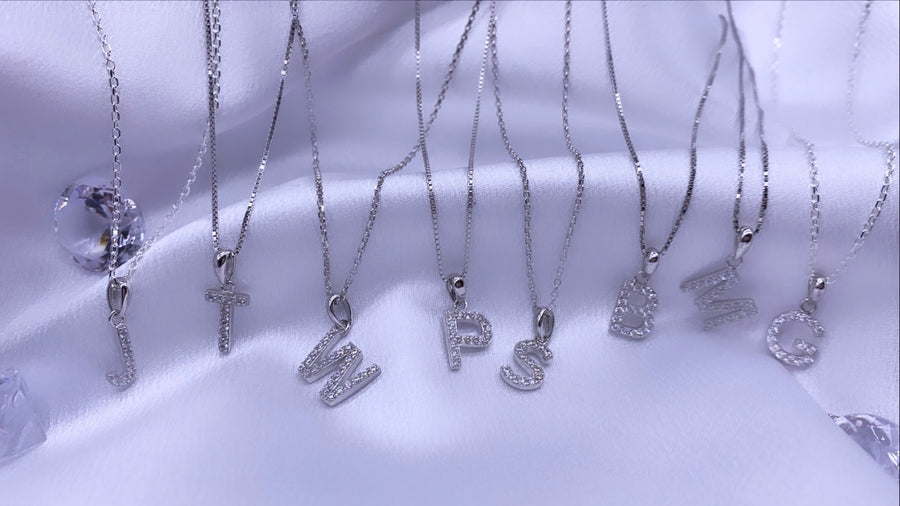 Sterling Silver Dainty Iced Out Initial Chain