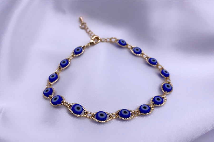 Blue Evil Eye Bracelet 18k Gold-Filled