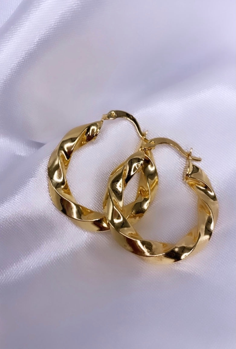 Twisted Hoop Earrings 18k Gold-Filled