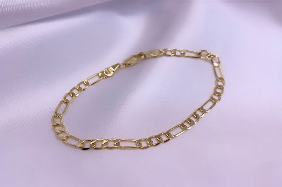 18K 3.5mm Figaro Chain Bracelet, Flat Chain Link Bracelet, Gold Filled  Bracelet, Dainty Gold Bracelet, Gold Link Bracelet, Women's Bracelet - Etsy