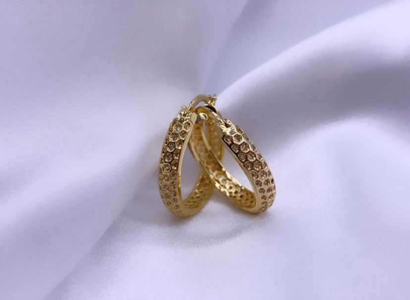 Small Hoops with Cubic Zirconias 18k Gold-Filled