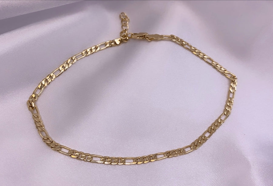 Figaro 18k Gold-Filled Anklet Diamond Cut