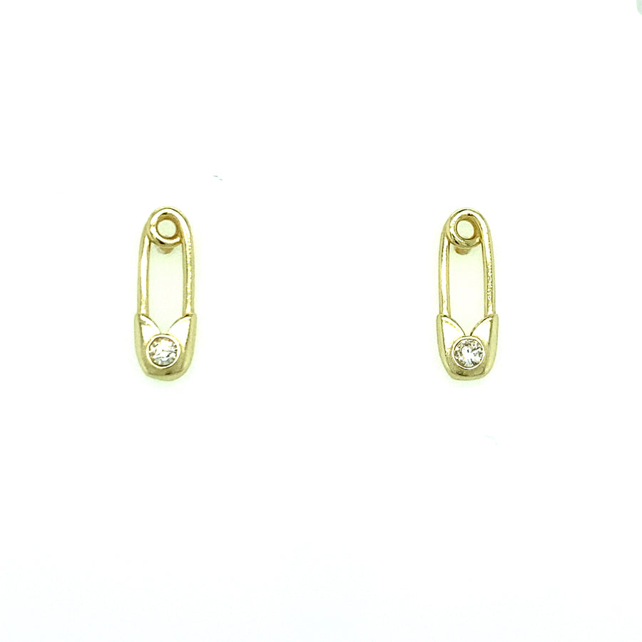 14k Gold Plated Safety Pin Earrings