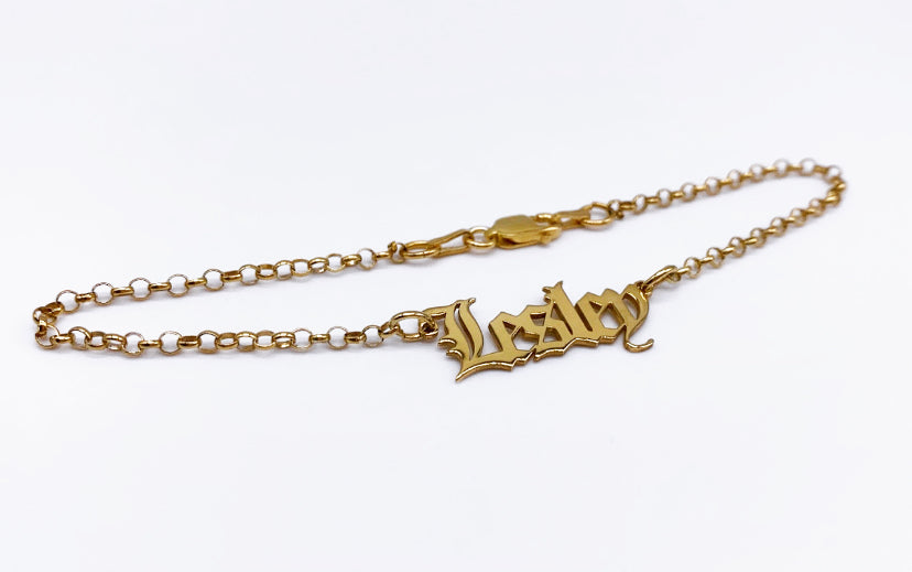 Custom Name Bracelet with Rolo Chain