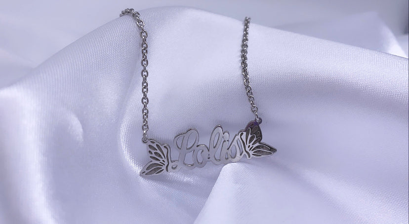 Sterling Silver Butterfly Custom Name Necklace