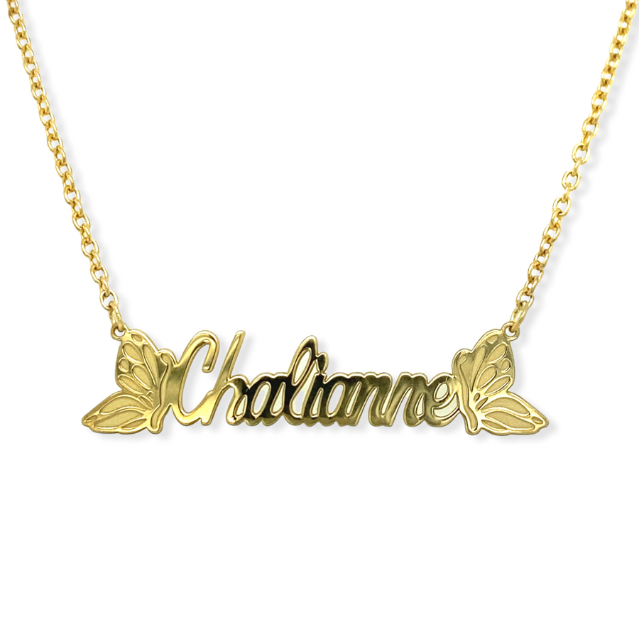 14k Gold Plated Butterfly Custom Name Necklace