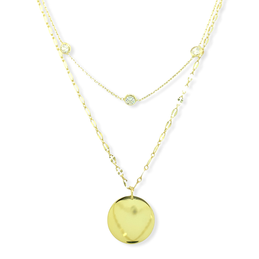 14k Gold Plated Layered Disc Necklace