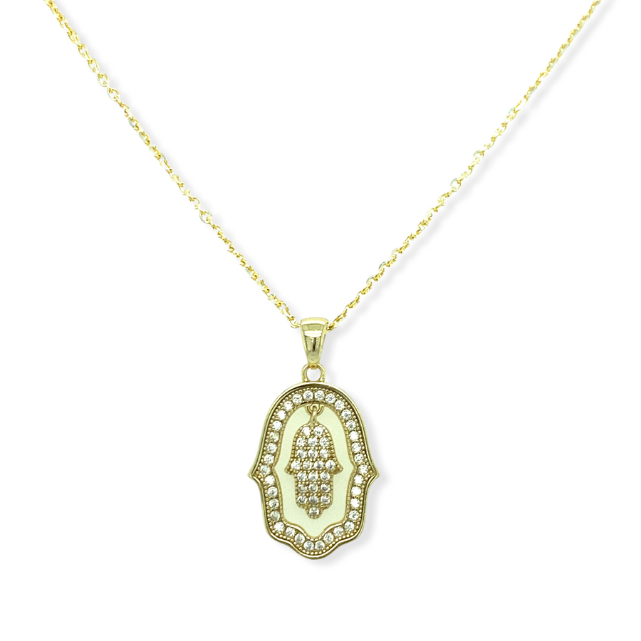 14k Gold Plated Hamsa Pendant with Chain