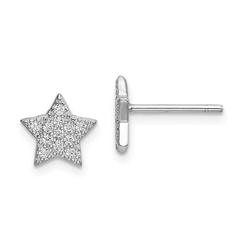 Sterling Silver CZ Star and Moon Post Earrings