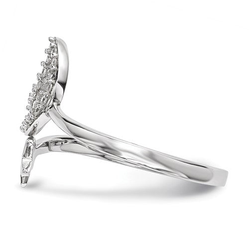 Sterling Silver Rhodium-plated CZ Moon and Star Twisted Ring