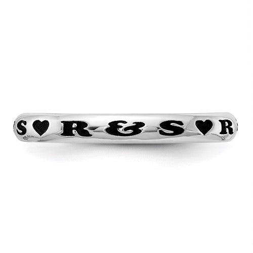 Sterling Silver Stackable Personalized with Heart Ring