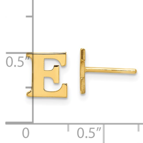 Gold Plated/SS Laser Polished Initial Letter E Post Earrings