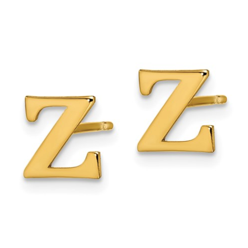 Gold Plated/SS Laser Polished Initial Letter Z Post Earrings