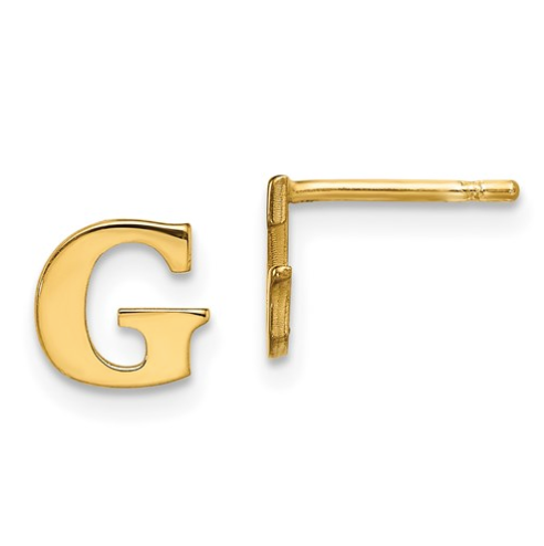 Gold Plated/SS Laser Polished Initial Letter G Post Earrings