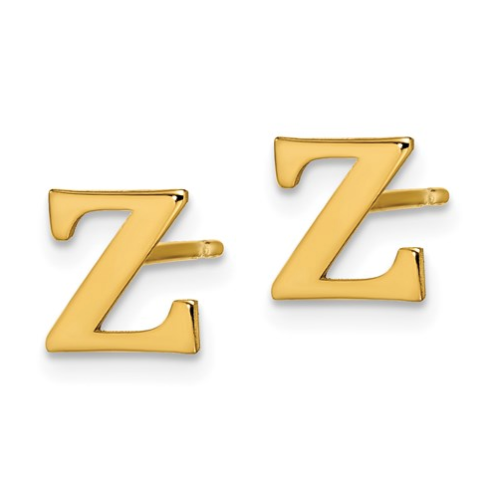 Gold Plated/SS Laser Polished Initial Letter Z Post Earrings