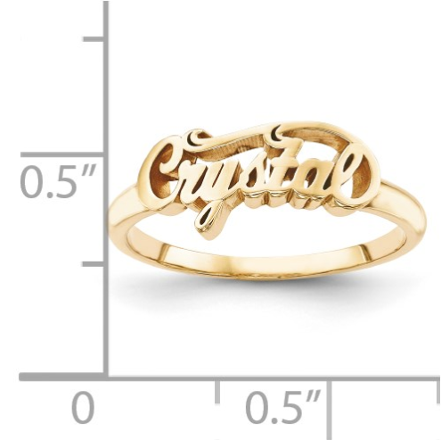 14k Gold Plated Custom Name Ring with Design