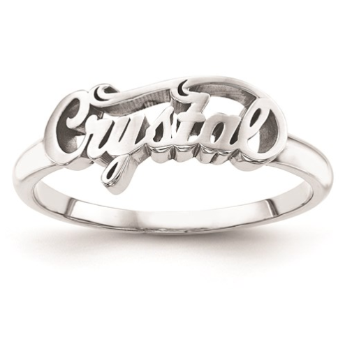 Sterling Silver Custom Name Ring with Design