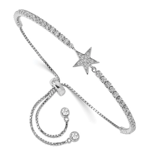 Sterling Silver CZ Star Adjustable Bracelet