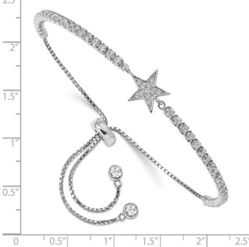 Sterling Silver CZ Star Adjustable Bracelet