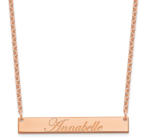 Rose Gold Plated Medium Personalized Bar Necklace