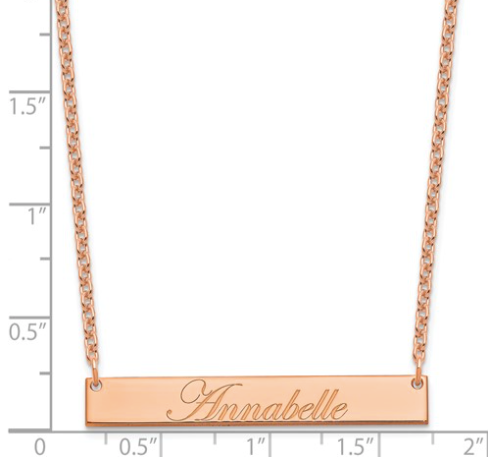 Rose Gold Plated Medium Personalized Bar Necklace