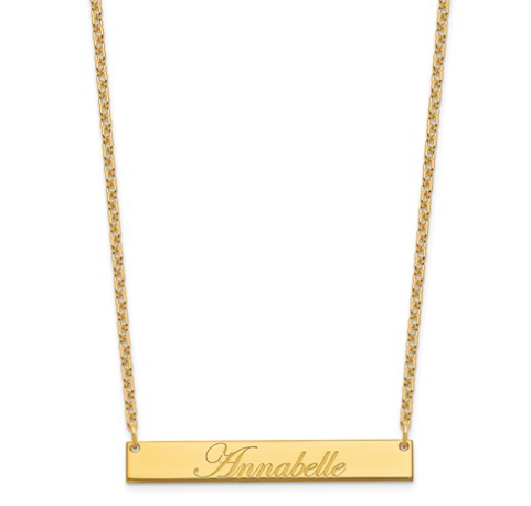 Yellow Gold Plated Medium Personalized Bar Necklace