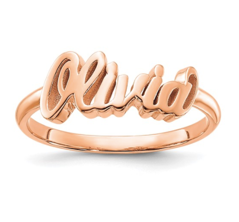 14k Rose Gold Plated Custom Name Ring