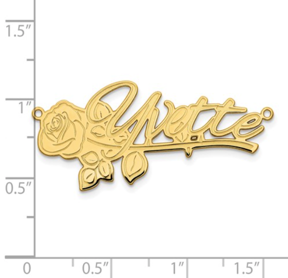 Sterling Silver Custom Rose Design Name Necklace