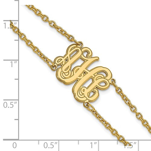 Etched Outline Monogram Double Chain Bracelet