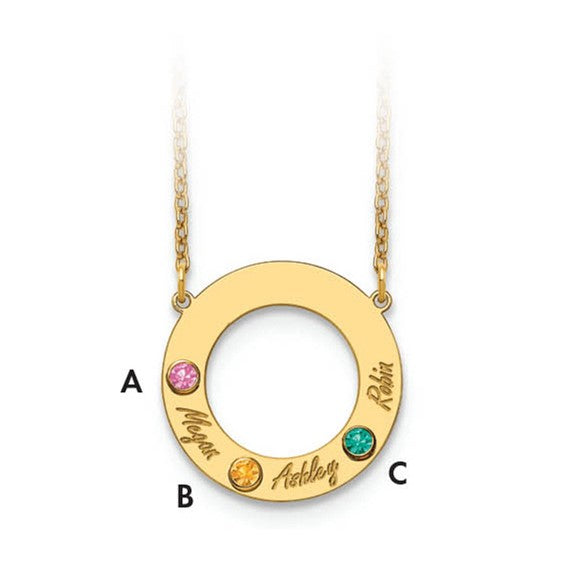 Custom Name Birthstone Circle Necklace
