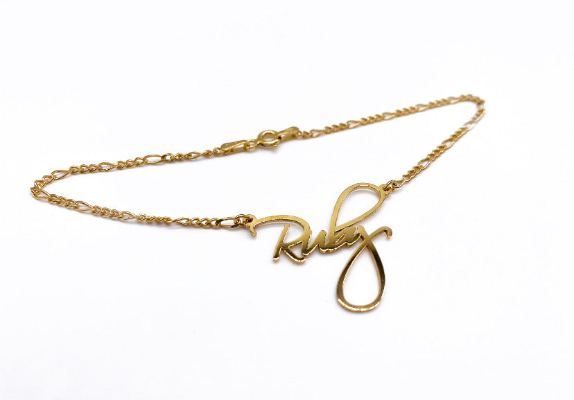 Custom Name Bracelet with Figaro Chain