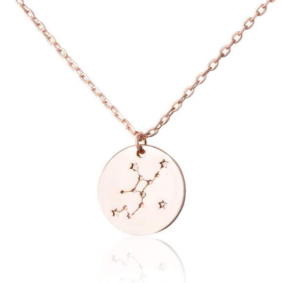 Zodiac Constellation Disc Charm Necklace