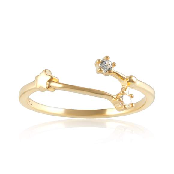 Yellow Gold Plated Zodiac Constellation CZ Ring